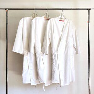 Lot of 3 Vintage Angelica Uniforms Butcher Wrap Aprons Smocks Coats Size Large